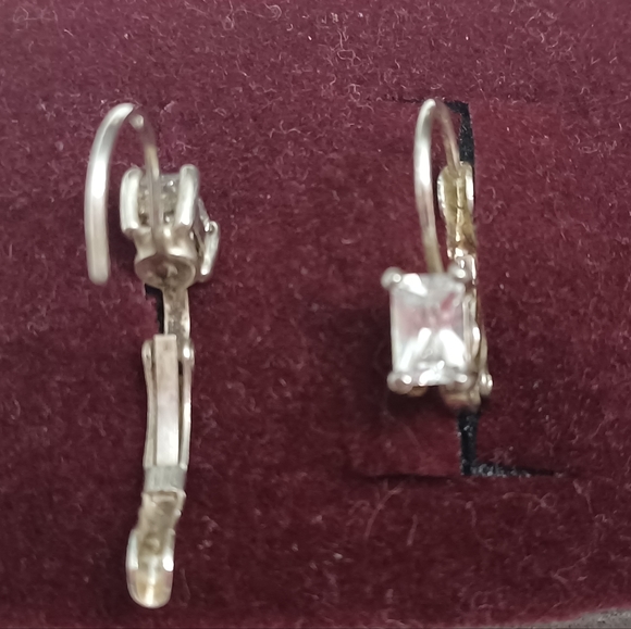 Vintage 90s Silver plated cubic zirconia earrings - Picture 5 of 5